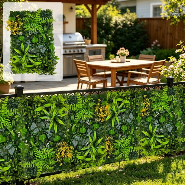 Panel de Cercado de Seto Artificial 60x40cm Pantalla de Privacidad de Hojas Falsas para Balcón Jardín Decoración Exterior