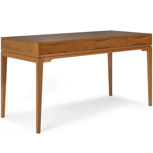 Scranton & Co 60" Wood Desk with Keyboard Tray in Light Golden Brown
