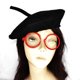 thumbnail image 1 of Boina de fieltro no tejido para adultos y niños, color rojo y negro, con gafas, para fiesta de la cosecha, 1 of 2