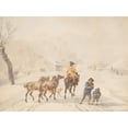 thumbnail image 3 of Wilhelm von Kobell 24x19 Black Modern Framed Museum Art Print Titled - Postilion on Horse in a Winter Landscape (ca. 1798), 3 of 5