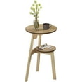 thumbnail image 4 of Round End Table for Small Spaces, Narrow Side Table, Accent Table Night Stand with 2 Tier Shelf for Bedroom and Living Room, Natural, 4 of 16