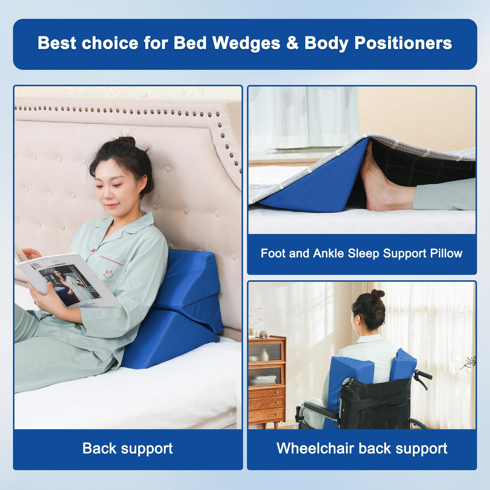 Bed Wedges & Body Positioners (3 In 1)  40 Degree For Positioning Pillows Wedge Pillow Side Sleeping After Knees Elevated