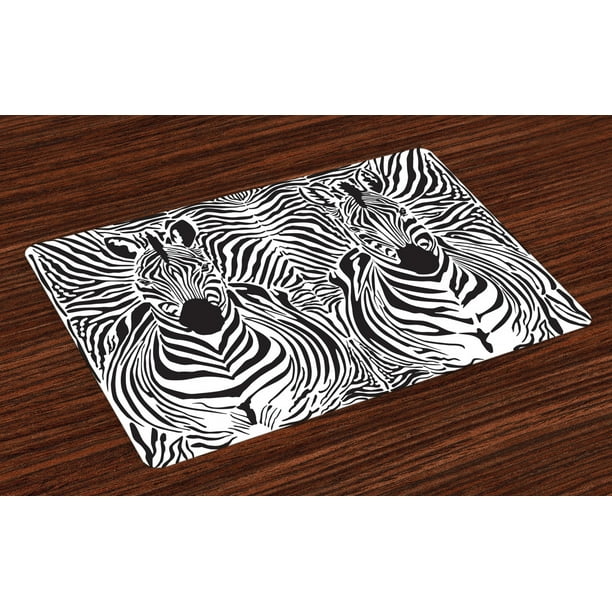 Zebra Print Placemats Set of 4 Illustration Pattern Zebras Skins
