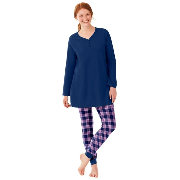Only Necessities Plus Size Henley Tunic & Jogger PJ Set