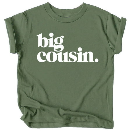 

Bold Big Cousin T-Shirt for Girls and Boys Fun Family Outfits Military Green Shirt 12 Months