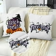 thumbnail image 2 of Halloween Decorations Throw Pillow Covers Set of 4 16x16 inch, Purple Orange Pumpkin Bat Pillowcase Cushion Couch Cover Scary Tombstone Short Plush Farmhouse Fall Outdoor Cushion Cases, 2 of 5