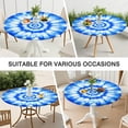 thumbnail image 7 of Blue Tie Dye Mandala Pattern Round Fitted Tablecloth with Elastic Edge,Dining Table Cover Waterproof,Outdoor Round Tablecloth for Camping,Dining,Indoor and Outdoor, 7 of 7