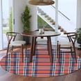 thumbnail image 4 of Orange And Round Area&nbsp;Rug 5ft Blue British Style Plaid Non-Slip&nbsp;Washable Circle Rugs Soft Felt Indoor Floor Mat for Bedroom Kitchen Living Room Bathroom, 4 of 9
