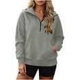 thumbnail image 5 of yardsong Quarter Zip Up Sweatshirt Women Fleece Pullover Oversized Half Zip Tops with Collar Long Sleeve Pocket Sweatshirts 2026 Gray,S, 5 of 8
