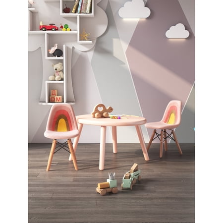 HQIT 2 Pieces Kids Chair   Modern Style Wooden Chair   for Toddler Children  Kids Dining Chair (Pink  2 Chairs)