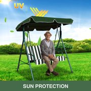 Costway Loveseat Patio Canopy Swing Glider Hammock Cushioned Steel Frame Outdoor Green