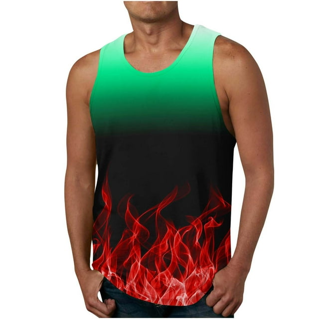 EGNMCR Débardeurs Homme Homme Décontracté Mode Dégradé Imprimé Chandail Col Rond Débardeurs de Sport