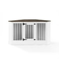 thumbnail image 3 of Pemberly Row Traditional Wood Corner Credenza Dog Crate in White/Dark Brown, 3 of 12