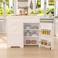 thumbnail image 2 of VECELO Kitchen Tilt Out Trash Cabinet 13 Gallon, Kitchen Island with Trash Can Storage & Power Outlet, Adjustable Shelf, 2 Drawers, Negative Ion and Deodorizing Function, White, 2 of 13
