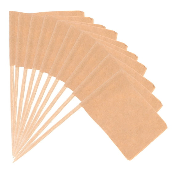 FRCOLOR Blank Flag Cake Toppers for Decoration Creative Paper Party Supplies White Color Perfect for Cake and Cupcake Picks 100 Pieces