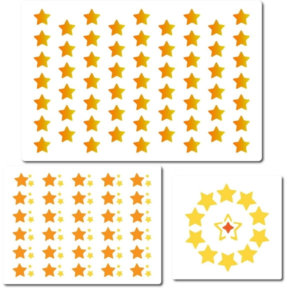 3 Styles Star Stencils 20*30cm/20*15cm/13*13cm Stencils Reusable Hollow Out Drawing Sign Square Stencil for Painting On Wood Wall Scrapbooking Card Floor Diy Home Crafts