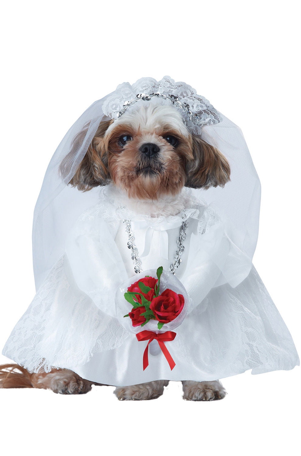 Puppy Love Bride Pet Dog Costume White Wedding Dress Veil Female Puppy Love Bride Pet Dog Costume White Wedding Dress Veil Female Xs Lg