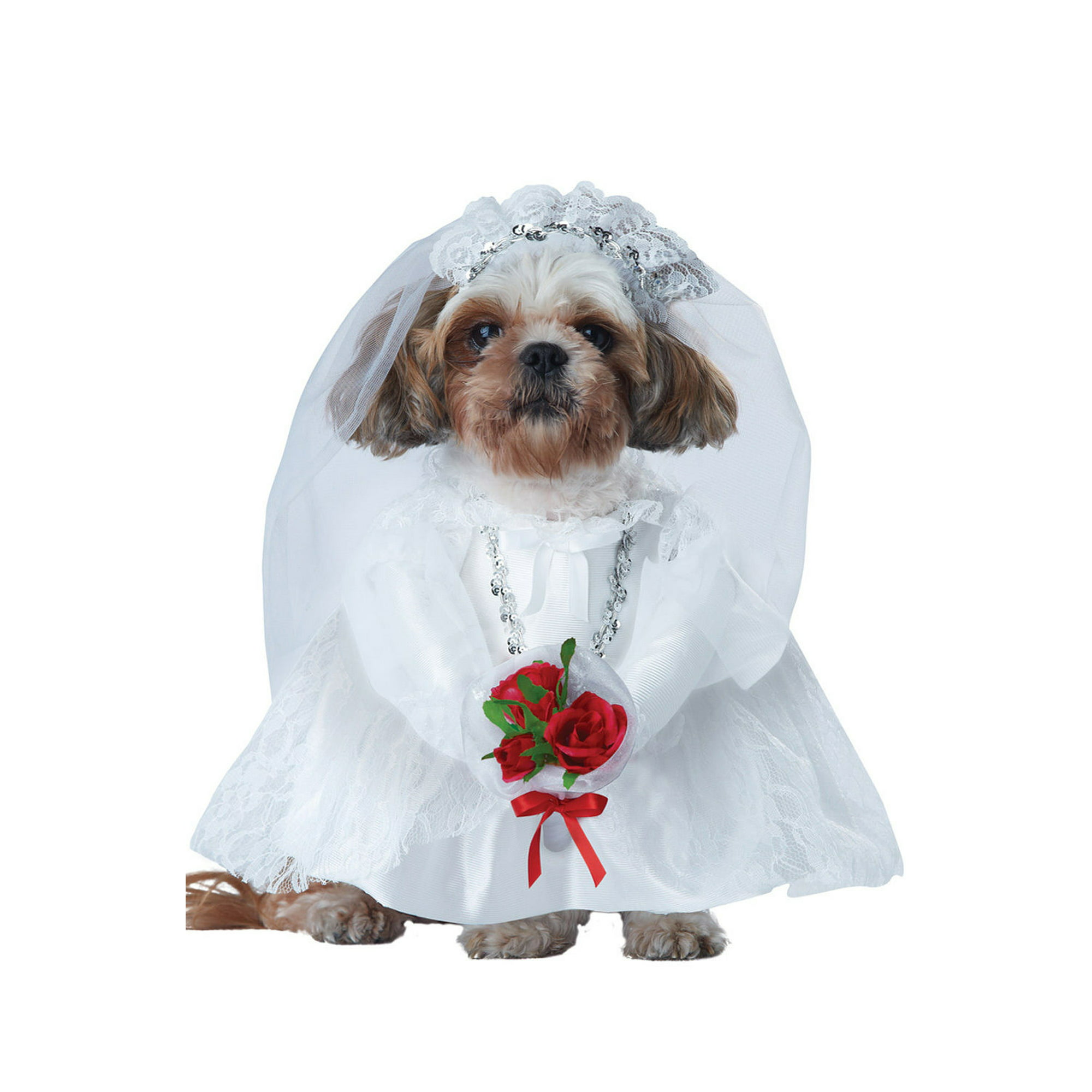 Puppy Love Bride Pet Dog Costume White Wedding Dress Veil Female Halloween Xs Lg Walmart Canada
