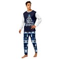 thumbnail image 3 of Family Christmas Pajamas Matching Sets, Merry Christmas Tree Text Print Navy Tops with Fair Isle Snowman Pants, Long-Sleeve Loungewear Sleepwear for Couples, Women, Men, Kids and Baby, 3 of 6