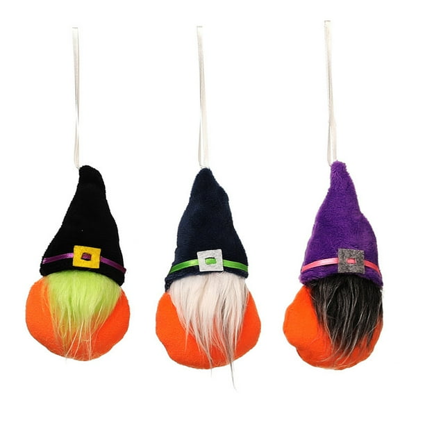 Inteprter Colgante de muñeca de Halloween de 3 piezas, decoración colgante, conjunto de colgantes de muñecas de gnomo y calavera, accesorios de adorno Kits de decoración para fiestas Gnomo Inteprter HA070502-02
