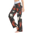 thumbnail image 4 of Women's Long Sleep Pants Home Pants Sleep Pants Wide-Leg Pants Design Elastic Fabric Casual Pants S Red and White Love, 4 of 7