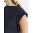 thumbnail image 4 of Free Assembly Women's and Women's Plus Cotton Boatneck Tee with Wide Cap Sleeves, Sizes XS-4X, 4 of 4