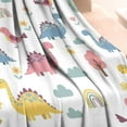 thumbnail image 3 of White Dinosaurs Birds Rainbows Pattern Blanket,Comfortable Soft Flannel Throw Blanket,All Season,Warm Lightweight Blankets for Sofa Bed Couch Living Room Chair,30"x40", 3 of 4