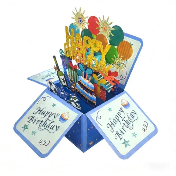 Sakiika18th Happy Birthday Pop Up Card, 18th Pop Up Cards Birthday, Blue Pop Up Birthday Cards for Women Kids Girls