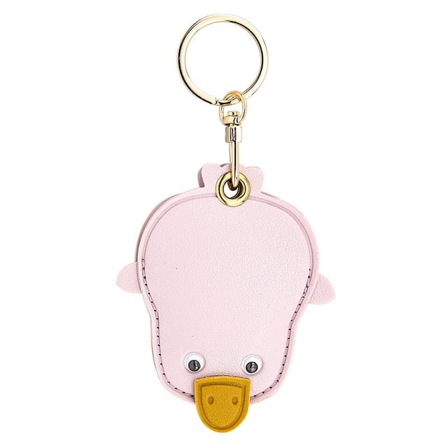 Llavero con funda de cuero con tarjeta de acceso de dibujos animados, llavero creativo y lindo para niña, bolso colgante, regalo personalizado