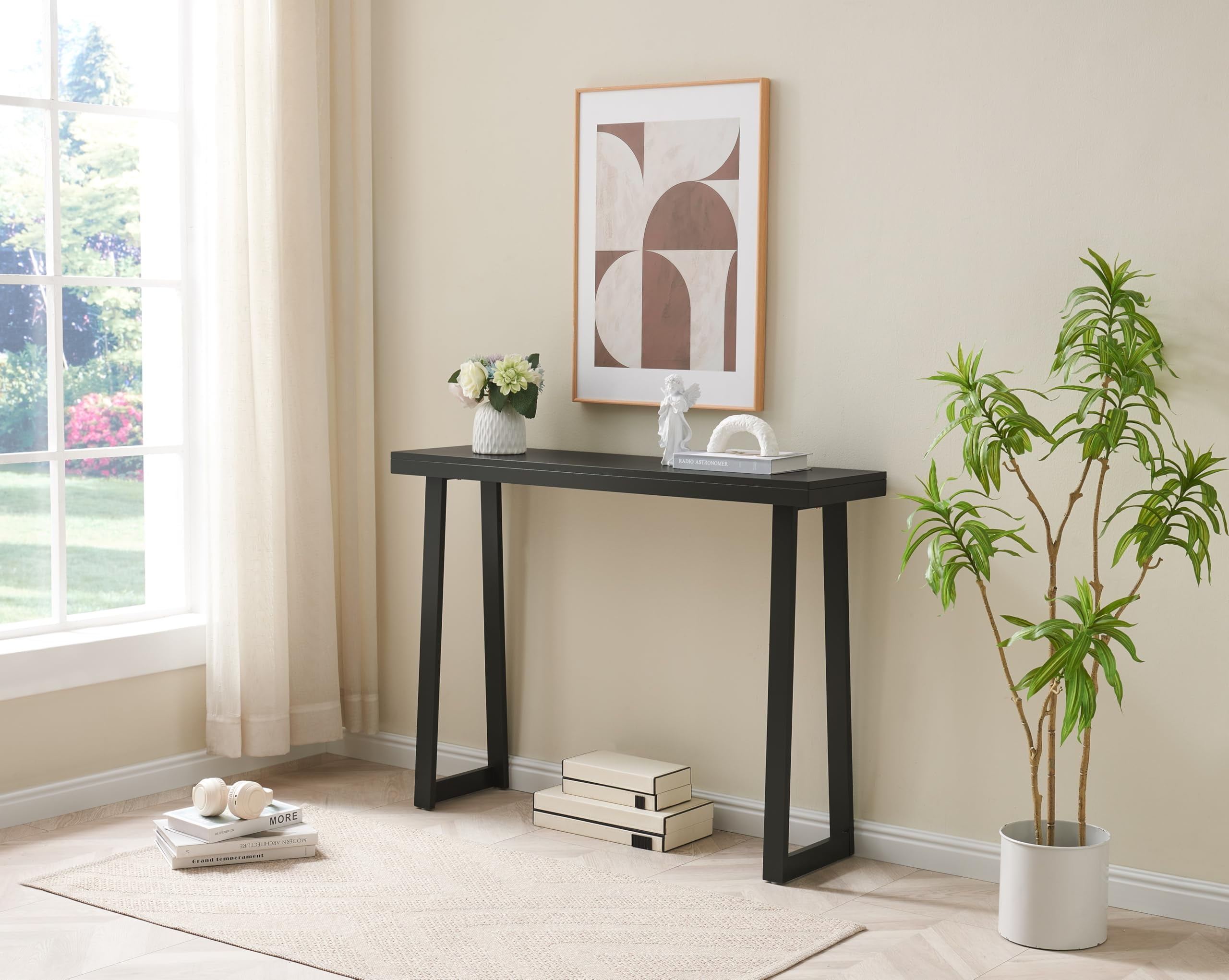 Kings Brand Furniture Claude 36-Inch Console Entryway Table, Narrow Sofa Table for Behind Couch, Hallway, Bedroom, Living Room, Foyer, Caviar