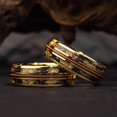 thumbnail image 1 of Rose Gold Color Brushed Deer Antler and Meteorite Rings Fashion Men Stainless Steel Rings for Men Wedding Band Jewelry Gift, 1 of 7
