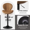 thumbnail image 3 of Daluvenix Swivel Bar Stools Set of 2 with Back, Adjustable Counter Height Bar Chairs with Heavy Duty Metal Base for Kitchen Island Dining Room Pub, Brown, 3 of 6