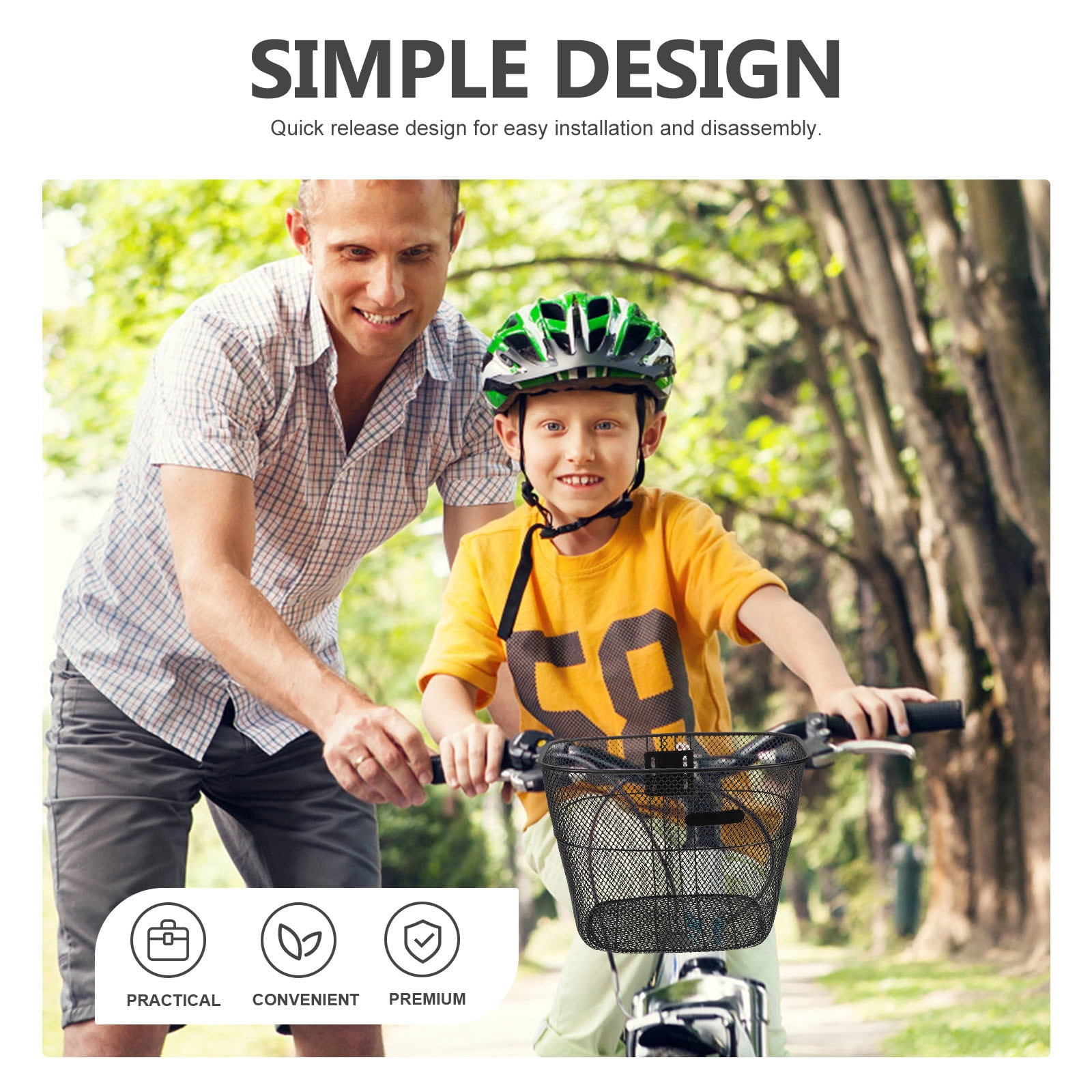 HEANUJJ Sturdy Black Front Bike Basket with Easy Installation for Handlebar Storage Use