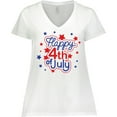 thumbnail image 3 of Inktastic Happy 4th of July in Red and Blue with Stars Women's Plus Size V-Neck T-Shirt, 3 of 5