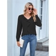 thumbnail image 5 of Womens Dressy Casual Blouse Business Long Sleeve Tops Ruffle V Neck Work Shirt 2025 Black L, 5 of 8