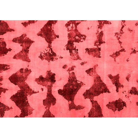 Ahgly Company Indoor Rectangle Abstract Red Modern Area Rugs, 3' x 5'
