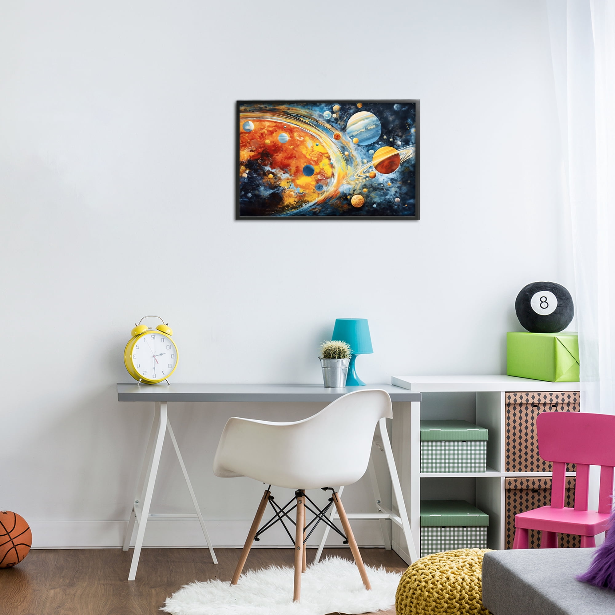 Stupell Industries Space Whirl Planets Black Framed Giclee Art, design by Ray Powers