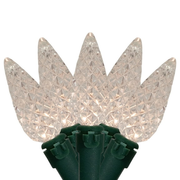 Northlight LED C6 Faceted Christmas Lights - Warm White  - 15.75’ Green Wire  - 50ct