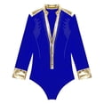 thumbnail image 5 of YONGHS Men's Long Sleeve Shiny Rhinestones Romper Shirt Ballroom Modern Latin Dance Bodysuit Leotard Blue XL, 5 of 7