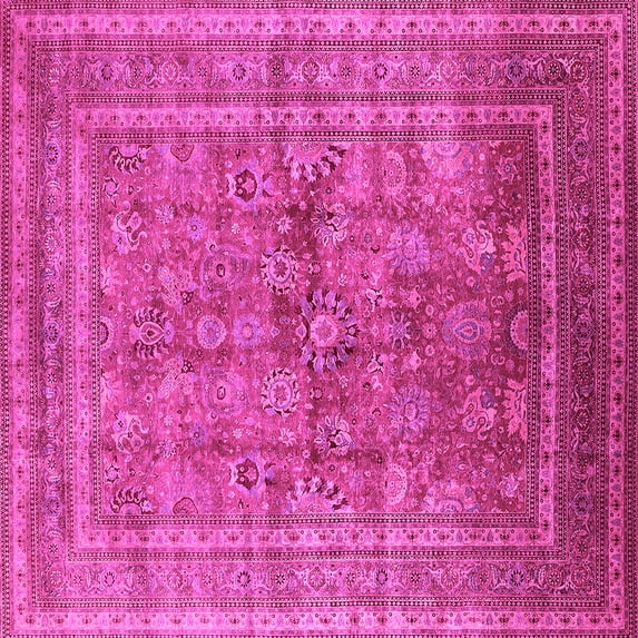 Ahgly Company Indoor Square Oriental Pink Industrial Area Rugs, 4' Square
