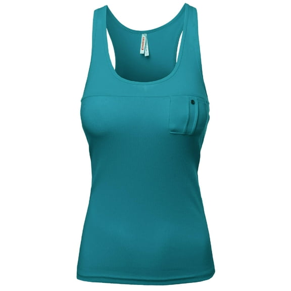 FashionOutfit Women's Casual Racer Back Front Pocket Tops