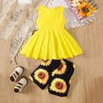 thumbnail image 5 of Tiijoy Girls Summer Outfits Bow Peplum Tank Top Sunflower Print Shorts Set, Sizes 7-8, 5 of 8