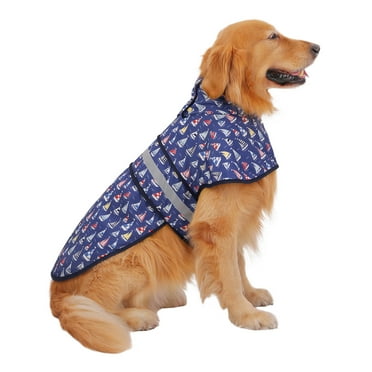 HDE Dog Raincoat Hooded Slicker Poncho for Small to X-Large Dogs and Puppies Nautical Boats L