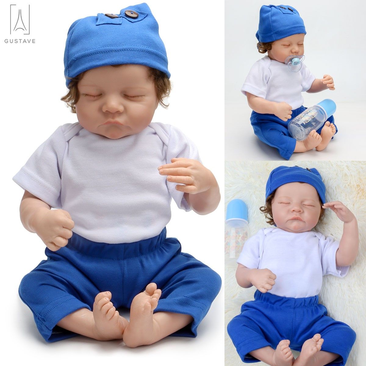 Gustave 19inch Realistic Kids Reborn Baby Doll Silicone Lifelike