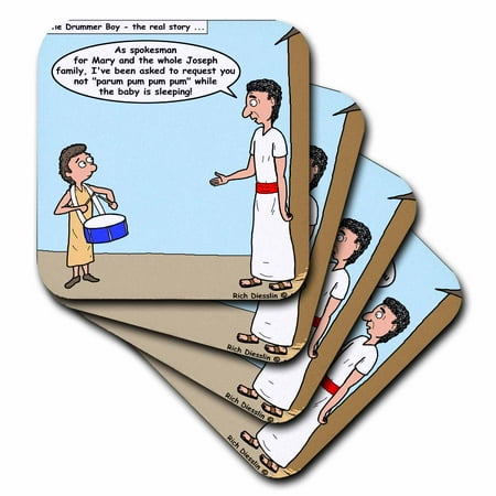 

3dRose Rich Diesslin - Little Drummer Boy Noise Control Soft Coasters set of 4