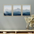 thumbnail image 2 of PixonSign Framed Canvas Print Wall Art Set - Blue Mountain Range Bird Sky Art - Set of 3 Nature Wilderness Landscape Art Abstract Modern Print Minimalism Wall Décor - 12"x16"x3 Panels Natural, 2 of 5