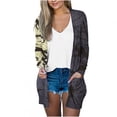 thumbnail image 2 of Puntoco Abrigo Mujer Impresión Manga Larga Casual Tops Blusa con Bolsillo Cárdigan Outwear Liquidación Puntoco Puntoco-1, 2 of 5