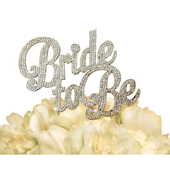 Bride to Be Rhinestone Cake Topper, Gold