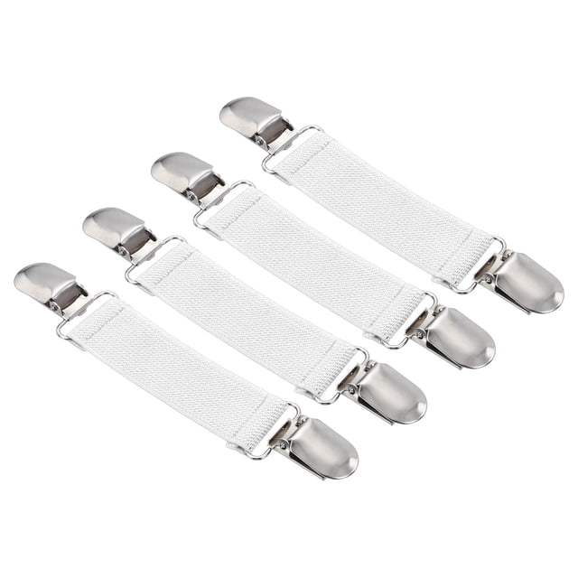 Clip de sombrero elástico de 4 piezas, clip de mitón de viaje, clips de ajuste para vestido para mujeres, chal, cardigan, cuello, suéter, bufanda, blanco