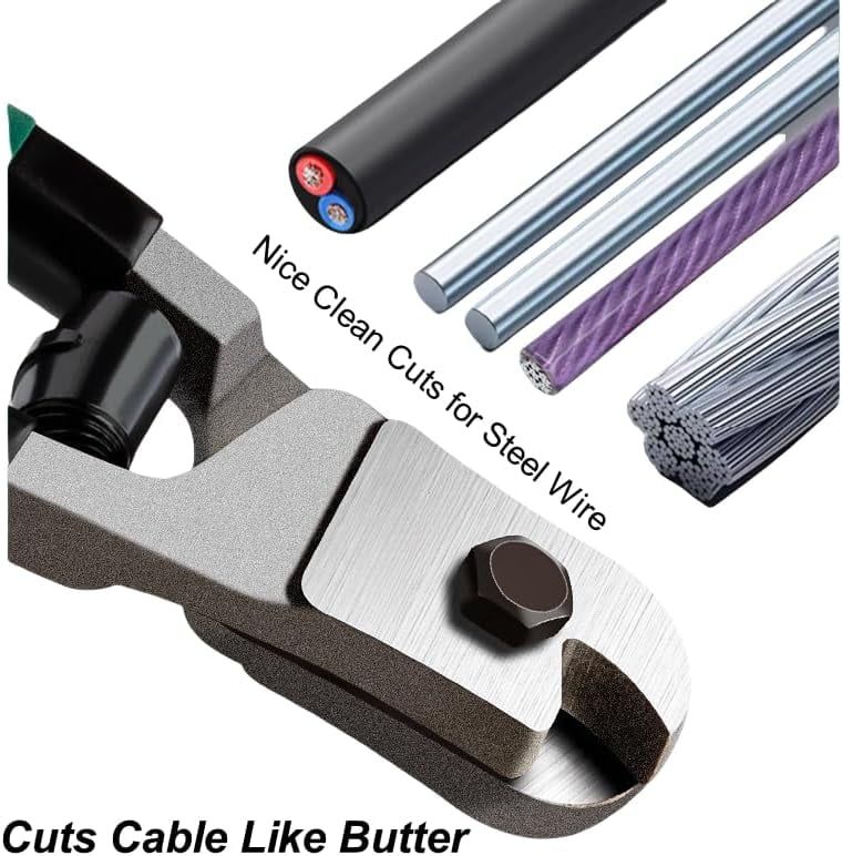 Heavy Duty 8-Inch Steel Wire Cutters for Wire Rope, Bike Cables & DIY Projects, Professional Cable Cutting Pliers with Comfortable Safety Spring-Loaded Handle & Safety Lock